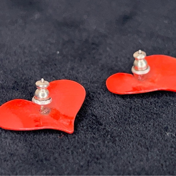 Vintage Red Heart Earrings Retro Goth Pinup - Picture 6 of 8